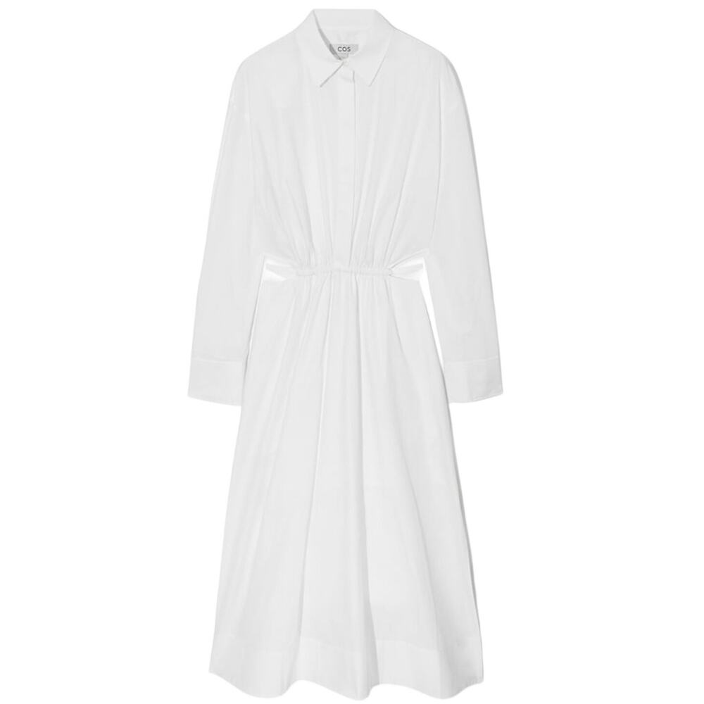 COS White Long-Sleeve Shirt Dress